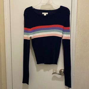 Navy blue long sleeve sweater blouse